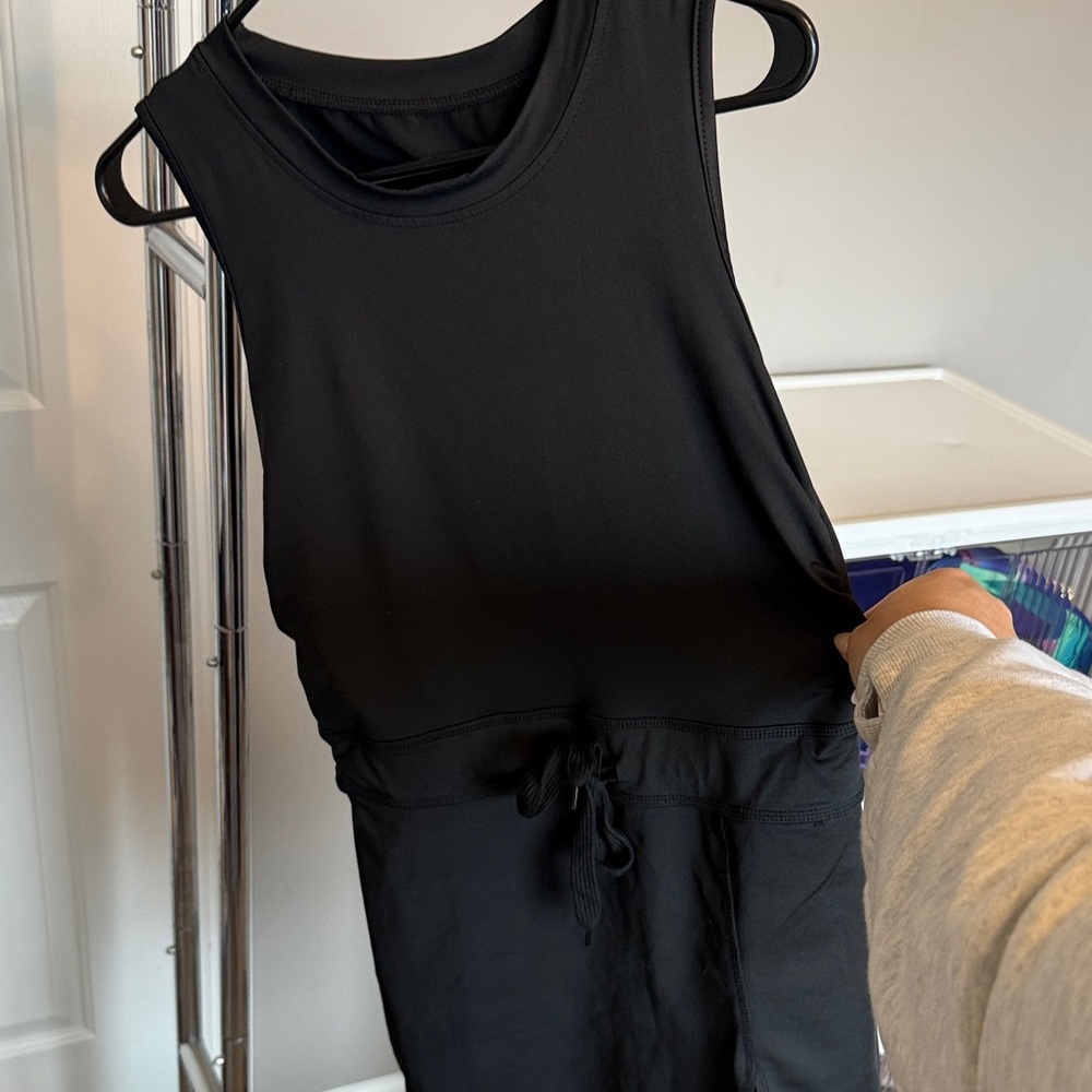 Black Sleeveless Athletic Dress Romper